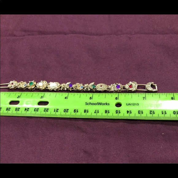 Vtg Slide Bracelet, Rhinestone Gold Plated Slide - Picture 7 of 15